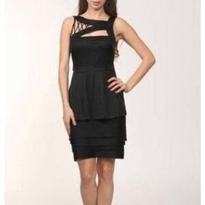 BCBG Maxazria black shoe string peplum dress size 10
